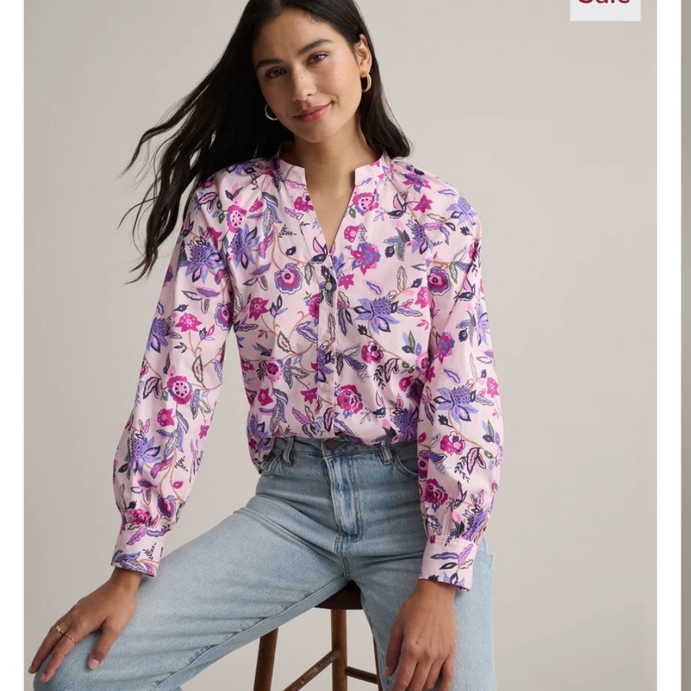 UNTUCKit for Her Stretch Cotton Paisley Elaine Shirt sz large purple